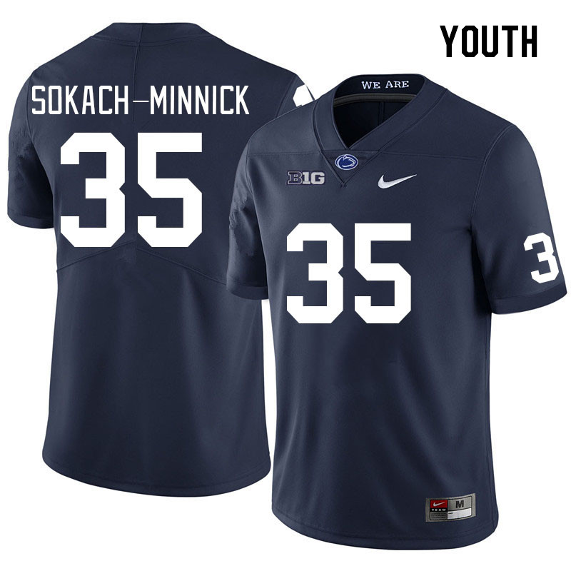 Youth #35 Blaise Sokach-Minnick Penn State Nittany Lions College Football Jerseys Stitched Sale-Navy - Click Image to Close